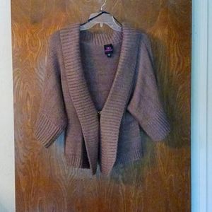 2B Bebe soft, light mocha cardi with 1/2 sleeves